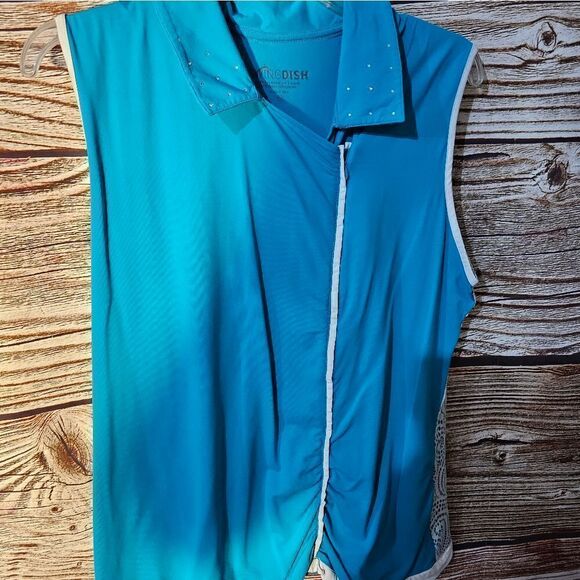 Swingdish sleeveless top teal/white women's XL pre-owned - Picture 1 of 4